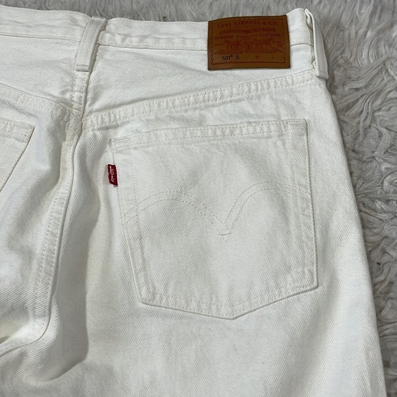Levi’s 501 Skinny Don't Mind If I Do White Distress Button Fly High Rise Jeans - Picture 13 of 14